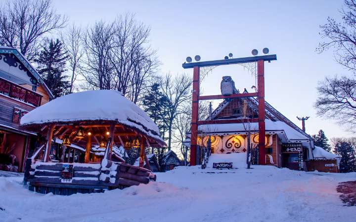 Akanko Ainu Kotan Village in Hokkaidō, Japan — authentic cultural village on Lake Akan featuring traditional Ainu architecture, crafts, and indigenous dance performances