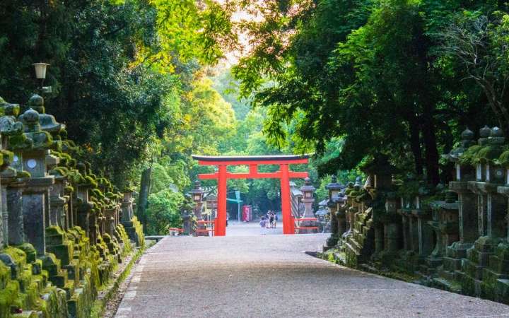 Peaceful trail along Yamanobe-no-Michi in Nara, Japan — Japan’s oldest road lined with shrines, ancient tombs, rice fields, and views of Mount Miwa, perfect for historical and cultural walking tours.