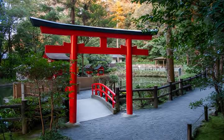 Traditional Shinto shrine along the Yamanobe-no-Michi trail in Nara, Japan – Japan’s oldest pilgrimage route known for historic shrines, rural scenery, and cultural heritage