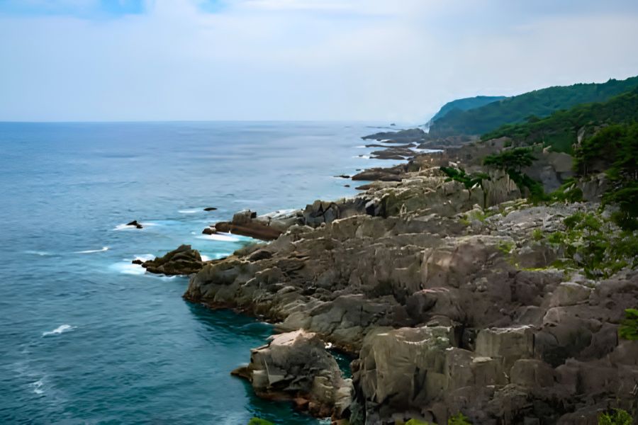 Yokunuma Viewpoint overlooking the dramatic Pacific coastline on the Michinoku Coastal Trail in Iwate, Japan